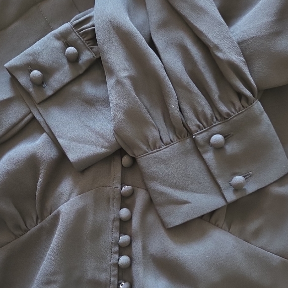 The Kooples Black V-Neck Button-Peplum Blouse - Picture 10 of 10